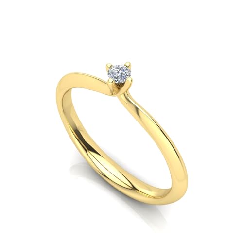 sayes.com Pierścionek zaręczynowy z kolekcji Rose Solitaire dostępny w 18-karatowym żółtym złocie (750) z naturalnym diamentem z certyfikatem koloru G/H czystość SI 0,07ct brylantowe cięcie,, Misura