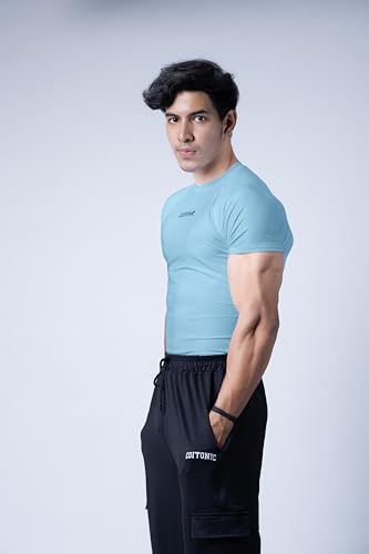 Image of COITONIC Men's Half Sleeve Compression T-Shirt - Athletic Base Layer for Gym, Sports & Fitness Training