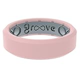 Groove Life Silicone Wedding Ring for Women - Breathable Rubber Rings for Women, Lifetime Coverage, Unique Design, Comfort Fit Womens Ring - Edge Thin Rose Size 07