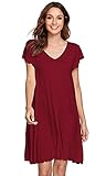 WiWi Nightgowns for Women Soft Bamboo Night Shirt Short Sleeve Sleep Shirts Plus Size Sleepwear Nightshirts S-4X, Wine Red, 4X