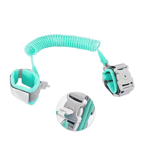 Rynvarl Correa Seguridad Niños 2,5M con Llave, Pulsera Antipérdida Ajustable, Arnés de Seguridad para Muñeca con Rotación 360°, Cordón para Paseo, Parque, Viaje – Verde