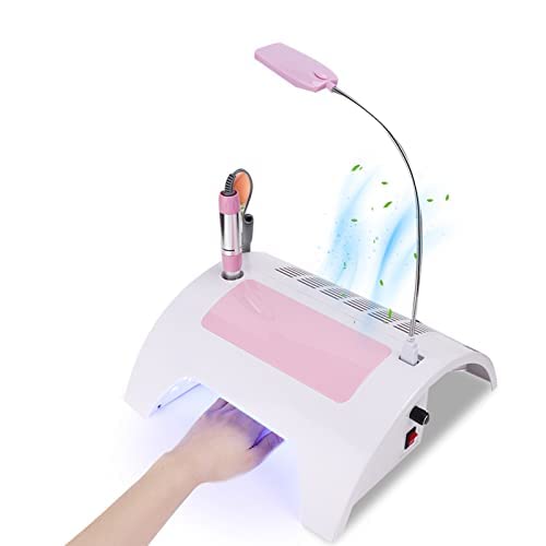 Colector de polvo de uñas 5 en 1 con taladro, máquina eléctrica multifuncional para taladro de uñas con colector de polvo, lámpara de escritorio