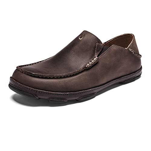 OLUKAI Moloa Men's Premium Leather Shoes, Easy Slip On & Off Design, Casual & Versatile Loafer, Drop-in Heel & Enhanced Traction