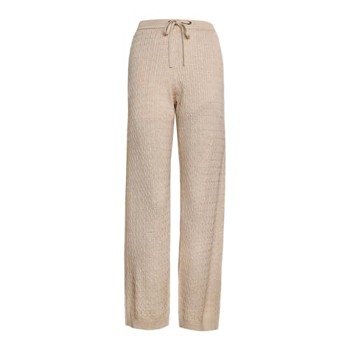 Pantalon texturé taille haute pour femme coupe droite élégante 24BC-3