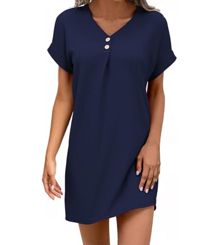 Wantonfy Vestidos Casual para Mujer Vestidos de Playa Midi Vestido con Bolsillos Rectos