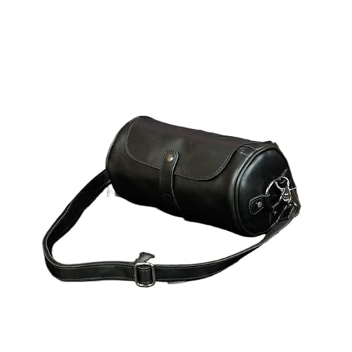 Bolso bandolera de cuero retro para hombre con acabados de alta calidad tipo barril
