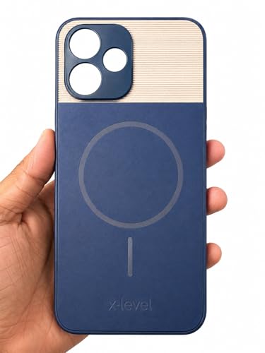 Image of Bintage Mac Safe Design Hard Slim Back Case | Soft Border Camera Protect | Dual PU Leather Finish Back Cover Compatible for Poco M6 Pro 5G - Royal Blue