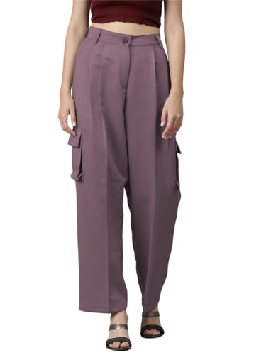 Image of KOTTY Women's High Rise Cotton Blend Relaxed Fit CargoTrousers