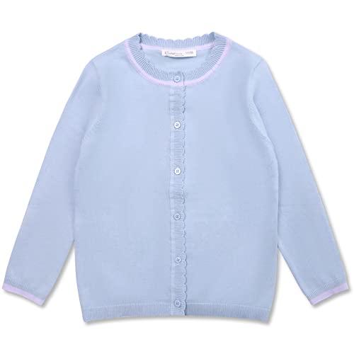 CUNYI Cardigan for Girls Long Sleeve Knit Sweater with Buttons Little Girls Crew Neck School Uniform Cotton Cute2
