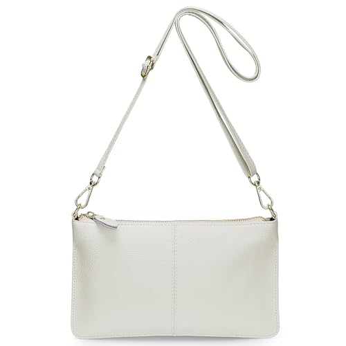 Image of YALUXE Genuine Leather Wristlet Handbags Purses Cell Phone Pocket Clutch Wallet Crossbody Bags for Women