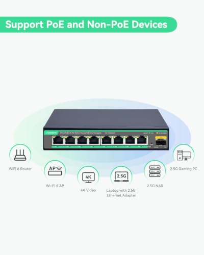 Image of LINOVISION 2.5G 8 Ports Remote Cloud Managed PoE Switch | 10G SFP Uplink, PoE Budget 130W, 2.5G High Speed Network for Online Gaming, NDAA Compliant ,3 Years Warrenty