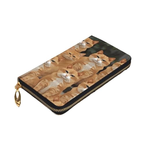 Orange Cats Wallet for Men Women Long Purse Leather Clutch Large Business Handbag Travel Phone Holder Credit Card Holder Money Case with Zipper Leather Wallets Gift3