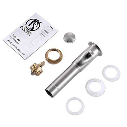 Pop Up Sink Drain Stopper For Bathroom Vessel Vanity Sink Art Basin Brushed Nickel,Small Cap With Overflow, Metal Pop Up Drain Strainer With Detachable Basket Stopper #TOP7