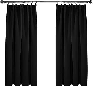 Deconovo Super Soft Curtains Thermal Insulated Pencil Pleat Blackout Curtains for Livingroom 46 x 54 Black Two Panels