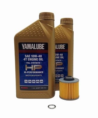 Image of Yamaha Raptor 700 /700R (2006-2026) Oil Filter Change Kit Yamaha Part# 4X7-13440-09-00 and 2 Quarts High Performance LUB-10W40-FS-12