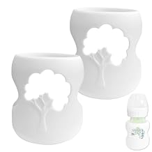 Baby Bottle Silicone Sleeves Compatible with Dr. Browns Natural Flow Options+ Wide Neck Glass Baby Bottles 5 oz, White, 2 Pack