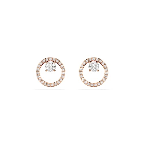 Swarovski Clous d'oreilles Constella, Taille ronde, Blanches, Placage de ton or rosé