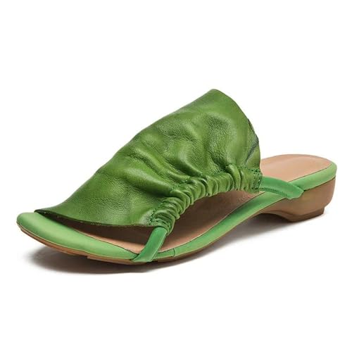 Women's Leather Hollow Flats - 2.5cm Peep Toe Summer Mary Jane Slippers