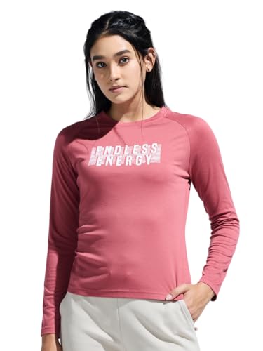 Image of Women's Stretchable Raglan Full Sleeve Graphic Print TEE for Everyday WEAR | Moisture-Wicking TEES for Girls | Women Smooth and Soft Finish Tshirt | Full Length Yoga Tshirt for Girls