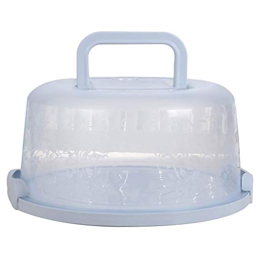 Cake Box,Round Cake Carrier,Cake Container with Handle Cupcake Carrier Light Blue Round Transporting Lid Clip Lock