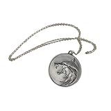 anhänger hexe gold  nihiug Sorcerer 3 Peripheral Wolf-Kopf-Halskette Demon Hunter Wilde Jagd Abzeichen Witcher Hexe Anhänger Anhänger Hexe Medaille,Silver-OneSize