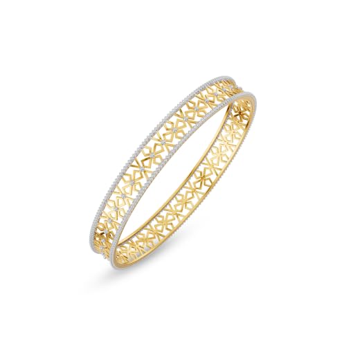 Image of KISNA 9KT Floriance Mesh Gold Bangle For Women | BIS Hallmarked Yellow Gold Bangle | Lightweight Daily Wear Gold Jewellery | Gift for Wife, Mother & Sister | S 2.4 Anna