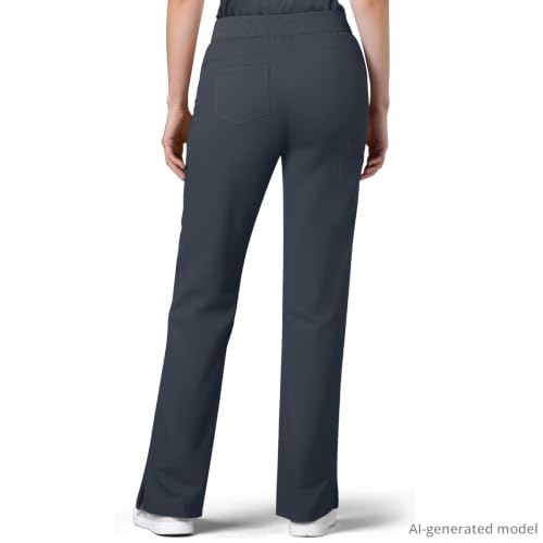 Image of Women's 7-Pocket Scrub Pants - Straight Leg, Mid-Rise, Drawstring | Soft stretch knit Mid-rise drawstring Side slits Wrinkle-resistant Machine washable For nurses /doctors /vets