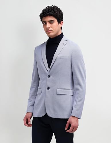 Image of Arrow Knitted Mens Blazer - Self-Design Striped Pattern, Five Pockets, Double-Vented Back Hem Stylish Blazer for Men