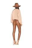 Nina Carter S513 damskie dżinsy skinny fit Wetlook High Waist o wyglądzie skóry, elastyczne spodnie dżinsowe, długość do kostek, 5 kieszeni, Brązowy (S513-8), M