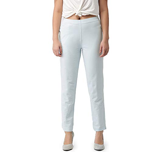 Image of GO COLORS Cotton Stretch Kurti Pants Full Length for Women | Breathable, Mid Rise, Tall