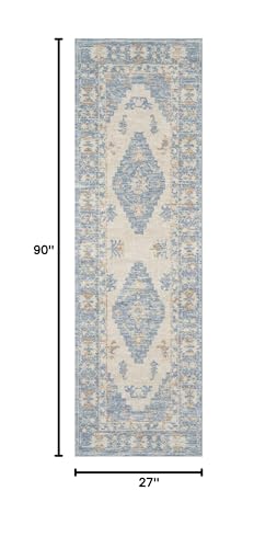 Momeni ANATOANA-1BLU2376 Anatolia Wool And Nylon Area Rug, 2'3 Inch X 7'6 Inch Runner thumb #2