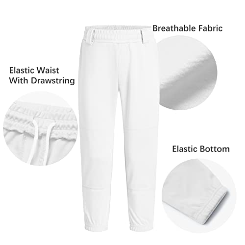 Qbk 2T/3T/4T/5T Toddler Baseball Pants Youth Softball Pants Kids Tee Ball Pants For Boy Girl White（White 5T） #TOP4