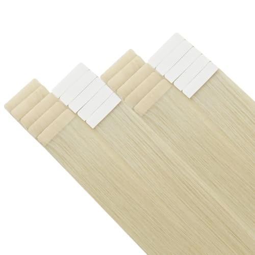 Image of LaaVoo Seamless Human Hair Tape in Injection Extensions Invisible Tape in Hair Extensions Human Hair Tape on Hair Extensions Bleach Blonde 22 Inch 50g 20Pcs