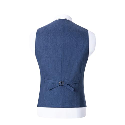 Image of SOLOVEDRESS Mens Vintage Tweed Suit Vest V Neck Casual Wool Waistcoat for Wedding Groomsmen