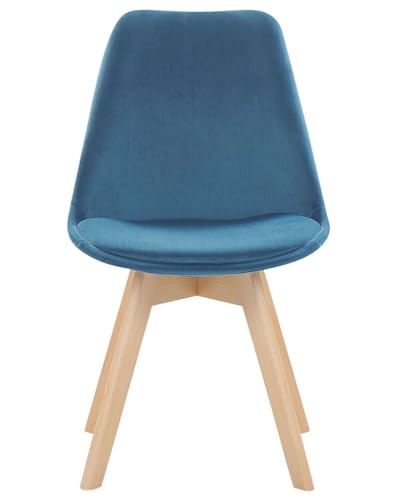 Image of Set of 4 Modern Style Mid Century Modern Dinning Room Cafe Hotel Office Wooden Legs Chair (Full Fabric Blue)