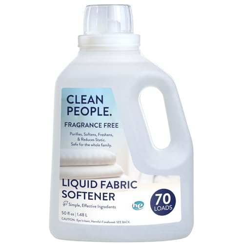The Clean People Liquid Fabric Softener - Softens & Removes Static Cling - Vegan (50 Fl Oz, Fragrance Free)
