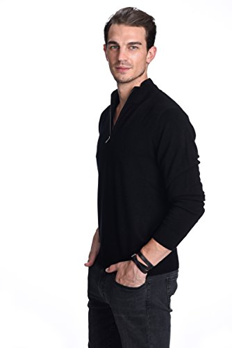 State Cashmere Men's Half Zip Mock Neck Sweater 100% Pure Cashmere Polo Neck Pullover2