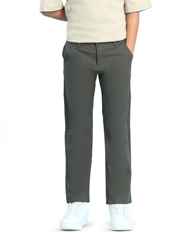 Image of U.S. Polo ASSN. Kids Trousers for Boys - Cotton Stretch Fabric, Mid-Rise Waist, Twill Weave Casual Trousers for Boys
