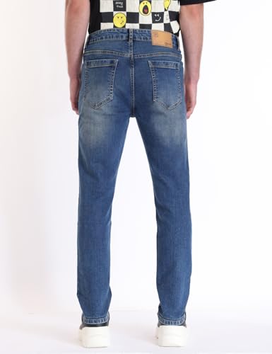 Image of INKD Men's Slim Fit Jeans - Mid-Rise | Cotton Blend | Contrast Stitch | Stretchable Fabric | Classic 5 Pocket Styling | Men's Bottomwear (Available in Plus Sizes)