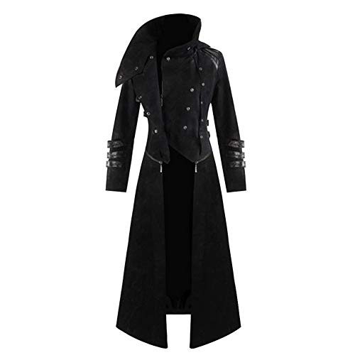 Puimentiua Chaqueta Retro Steampunk Gotico con Capucha para Hombre Abrigo Traje de...