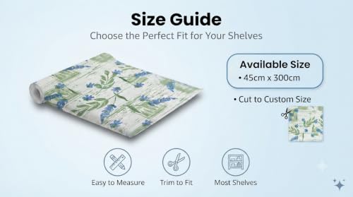 Image of Dribble (45cm X 300cm) Eva Shelf Liner Mat Roll, Non Slip Drawer & Cabinet Liner for Kitchen, Waterproof Oilproof Washable Fridge Mat, Anti Skid Multipurpose Mat (Floral Hormony Blue)