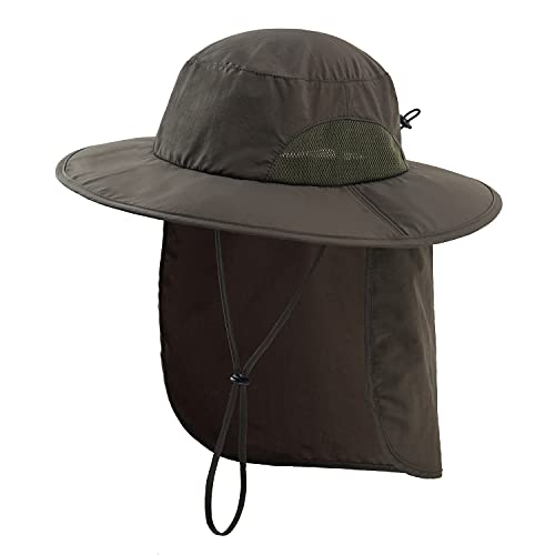 Chapeau de soleil à large bord kaki taille L XL anti UV50+