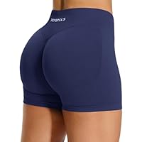 JOYSPELS Seamless Gym Shorts for Women Scrunch Bums Ruched Booty Activewear Running Yoga Workout Sports Cycling Shorts Womens UK Navy Blue M