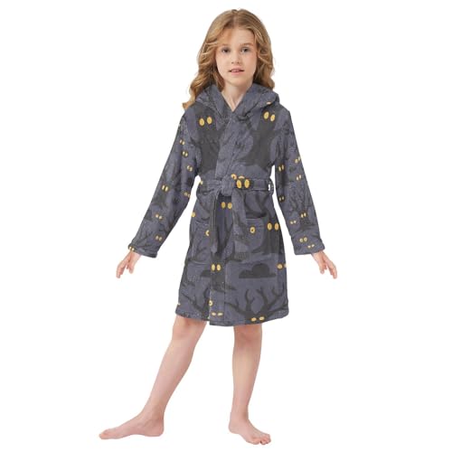 GuoChe Dark Haunted Safari Halloween Pattern Hooded Robe For Kids Kids Robes For Girls Size 6-72