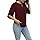 Oneezit Camisetas Mujer Manga Corta,Verano Elegante Camisas Casual Suelta Camisa Cuello Redondo T Shirts Manga 3/4 Tops Blusas Burgundy Large