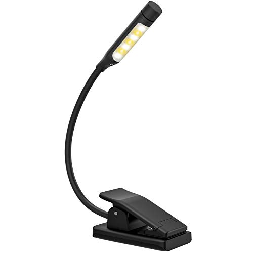 TOPELEK 7 LED Reading Light, Rechargeable Book Light with Stepless Dimming, Adjustable Color