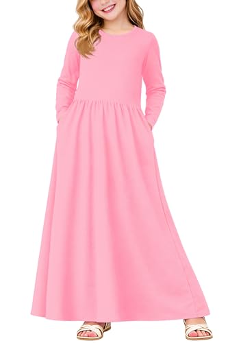 Image of Deerose Girls Maxi Dress Short Sleeve Casual Long Dresses with Pockets 5-14 Years