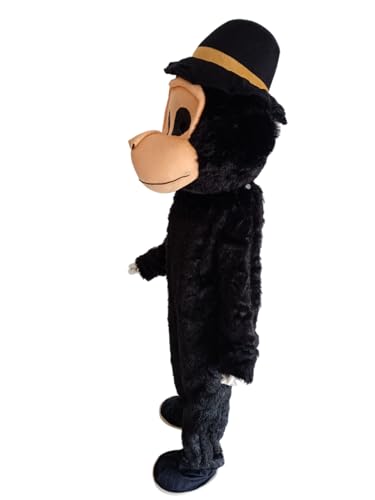 Image of BookMyCostume Monkey Don Cartoon Mascot Costume For Theme Birthday Party & Events | Adults | Full Size Adults,Black,Fleece