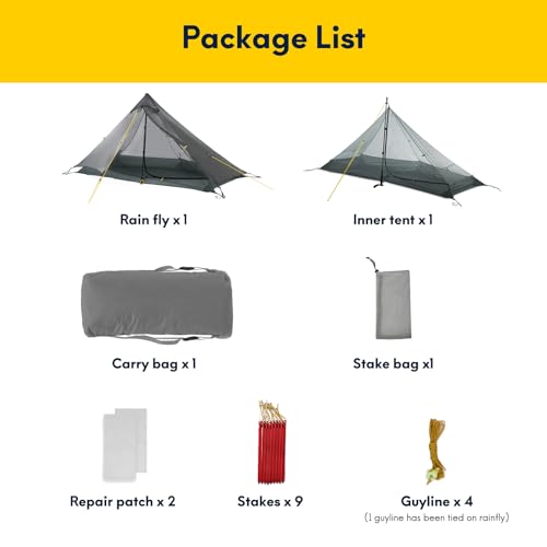 Image of LANSHAN Ultralight Waterproof 1-2 Person Backpacking Tent | Ultralight waterproof nylon, pitch anywhere, for camping & travel.