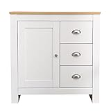 Homemade Design Sideboard Cabinet 79CM Storage Cabinet with Door&Drawer Organizer Unit for Living Room,Hallway,Kitchen (White+Oak)